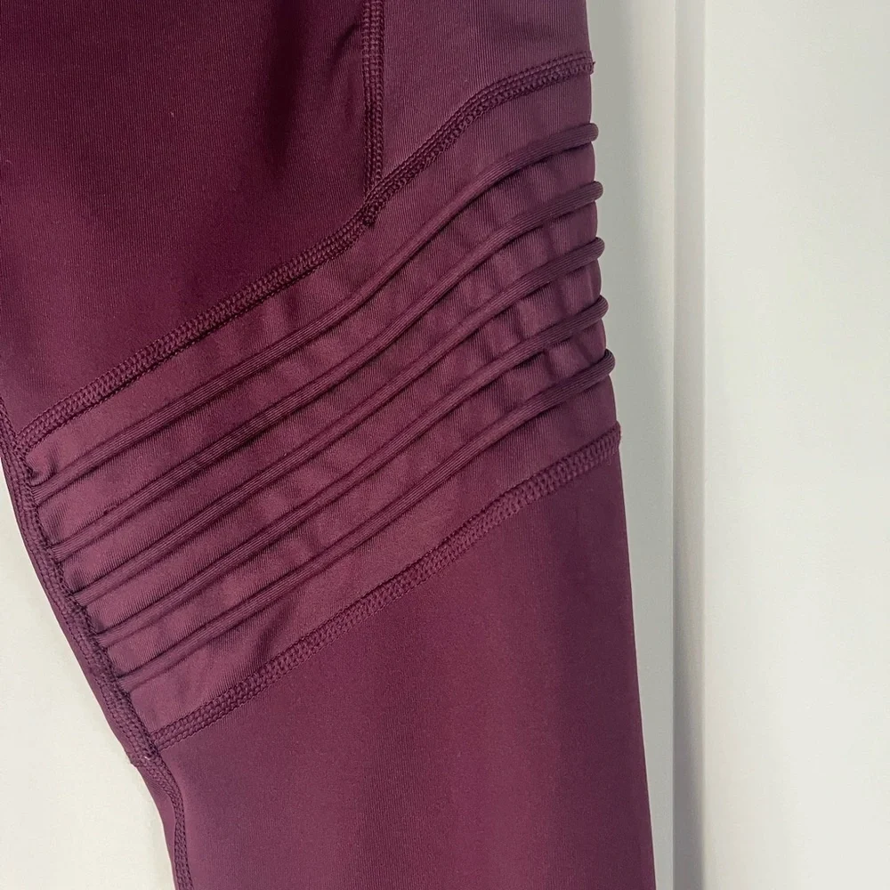 Fila‎ Sport EUC Deep Burgundy Ribbed Activewear Leggings with Pockets, Medium - Picture 2 of 8